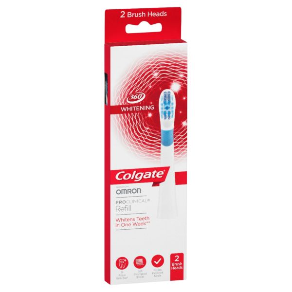 Colgate Pro Clinical 360 Whitening Brush Heads 2 Pack
