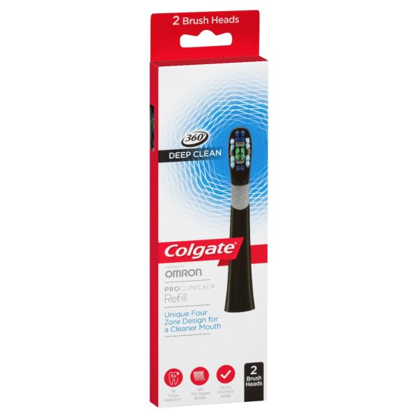 Colgate Pro Clinical 360 Deep Clean Brush Black Heads 2 Pack
